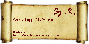 Sziklay Klára névjegykártya